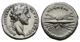 Roman Imperial
Antoninus Pius AR Denarius. Rome, AD 140-143. ANTONINVS AVG PIVS P P TR P COS III, laureate head to right / PROVIDENTIAE DEORVM, winged...