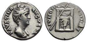 Roman Imperial
Faustina I (wife of A. Pius) AR Denarius. Rome, AD 138-140/1. FAVSTINA AVGVSTA, draped bust to right / IVNONI REGINAE, throne, against ...