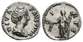 Roman Imperial
Diva Faustina I (wife of A. Pius) AR Denarius. Rome, AD 141. DIVA FAVSTINA, draped bust to right / CERES, Ceres standing to left, holdi...