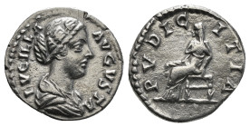 Roman Imperial
Lucilla (daughter of M. Aurelius) AR Denarius. Rome, AD 176-180. LVCILLA AVGVSTA, draped bust to right / PVDICITIA, Pudicitia seated to...