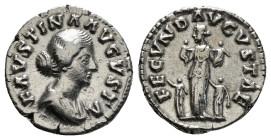 Roman Imperial
Faustina II (wife of M. Aurelius) AR Denarius. Rome, AD 161-176. FAVSTINA AVGVSTA, draped bust to right / FECVND AVGVSTAE, Fecunditas s...