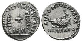 Roman Imperial
Marcus Aurelius and Lucius Verus AR Denarius. Rome, AD 168. Marc Antony restitution issue. ANTONINVS ET VERVS AVG REST, Aquila between...