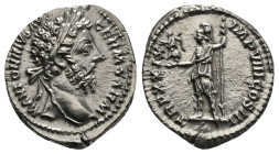 Roman Imperial
Marcus Aurelius AR Denarius. Rome, AD 175-176. laureate head to right / Roma standing to left, holding Victory in right hand and spear ...