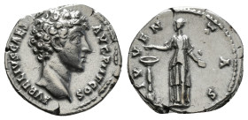 Roman Imperial
Marcus Aurelius, as Caesar, AR Denarius. Rome, AD 140-144. AVRELIVS CAESAR AVG PII F COS, bare head to right / IVVENTAS, Iuventas stand...