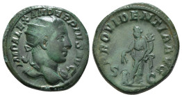 Severus Alexander Æ Dupondius. Rome, AD 231-235. IMP ALEXANDER PIVS AVG, radiate bust right, slight drapery on left shoulder / PROVIDENTIA AVG, Provid...