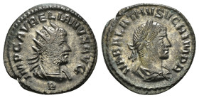 Roman Imperial. Aurelian and Vabalathus. Billon Antoninianus, AD 270-272. Antioch.
3,43 g