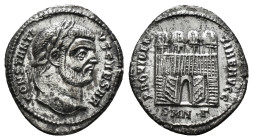 ROMAN IMPERIAL
Constantius I, as Caesar, AR Argenteus. (3,15 g - 17,15 mm) Nicomedia, AD 295. CONSTANTIVS CAESAR, laureate head right / PROVIDENTIAE ...