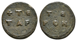 BYZANTINE Late 10th-early 12th centuries. Weight of 1 Tetarteron (Bronze, 3,93 g ). + TЄ/TAP. Rev. TЄ/PON.). + TЄ/TAP. Rev. TЄ/PON.