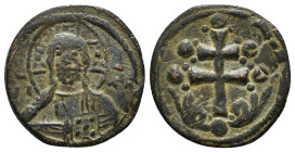 Anonymous Folles. temp. Michael VII, circa 1071-1078. Æ Follis (5,64 g - 24,22 mm). Constantinople mint. Facing bust of Christ Pantokrator / Patriarch...
