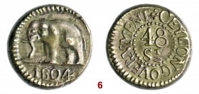 CEYLON Giorgio III (1760-1820) 48 Stivers 1804. Kr. 77 Ag g 9,15 SPL