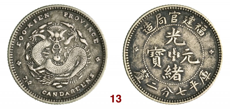 CINA Fukien Kuang Hsu (1875-1908) 10 Cent (1896-1903) L&M 297 Kann 126 Ag g 2,61...