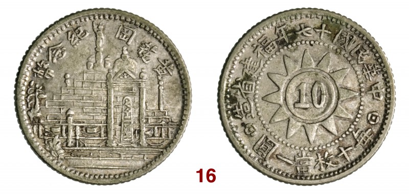 CINA Fukien Repubblica (1912-1949) 10 Cent A. 17 (1928) L&M 851 Kann 714 Ag g 2,...