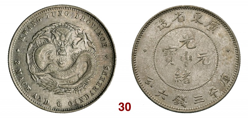 CINA Kwang Tung 1/2 Dollaro (1890-1908) L&M 134 Kr. Y202 Ag g 13,39 SPL