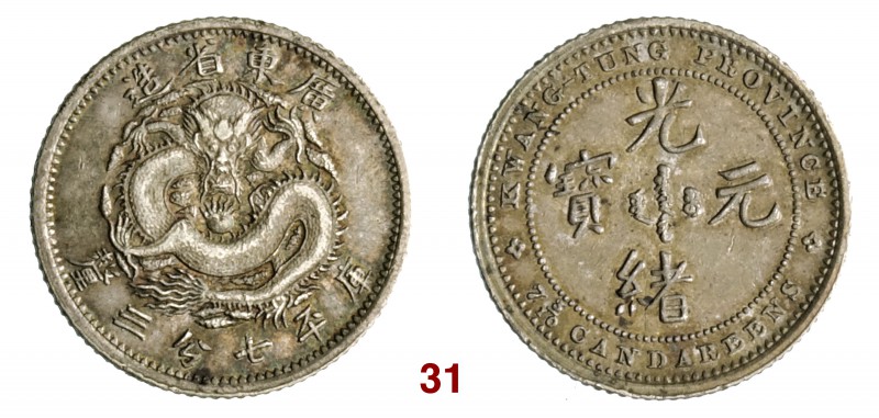 CINA Kwang Tung Kuang Hsu (1875-1908) 10 Cent (1889) L&M 126 Kann 19 Ag g 2,82 S...