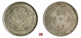 CINA Sinkiang Kuang Hsu (1875-1908) 5 Miscals AH 1323 (1905) L&M 819a Kr. Y6.6 Ag g 17,45 • Lievissimo colpetto q.SPL