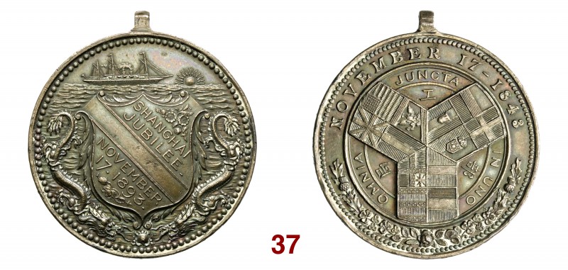 CINA Shanghai Medaglia 1893 per il giubileo della concessione britannica dopo la...