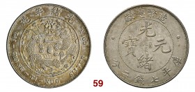 CINA Tai Ching Ti Kuo Kuang-hsu (1875-1908) Dollaro (1908) L&M 11 Dav. 214 Ag g 26,86 • Bella patina SPL
PCGS: AU58
