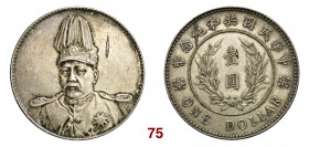 CINA Repubblica (1912-1949) Dollaro (1914) Yuan Shih-kai L&M 858 Kann 642 Ag g 26,75 • Difetto del tondello al D/ q.SPL