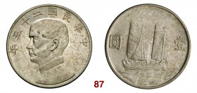 CINA Repubblica (1912-1949) Dollaro A. 23 (1934) Sun Yat Sen. L&M 110 Kr. Y345 Ag g 26,71 • Bella patina q.FDC