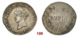 INDIA Portoghese Goa Maria II (1834-1853) 1 Rupia 1846. Kr. 273 Gomes 22.02 Ag g 10,88 • Bella patina q.SPL