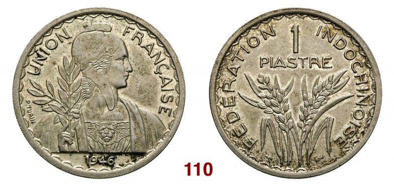 INDOCINA FRANCESE 1 Piastra 1946. Kr. E24 Ag g 17,71 SPL