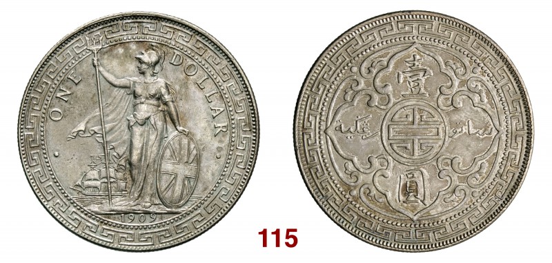 STRAITS SETTLEMENTS Edoardo VII (1901-1910) Dollaro 1909. Kr. 5 Dav. 407 Ag g 27...