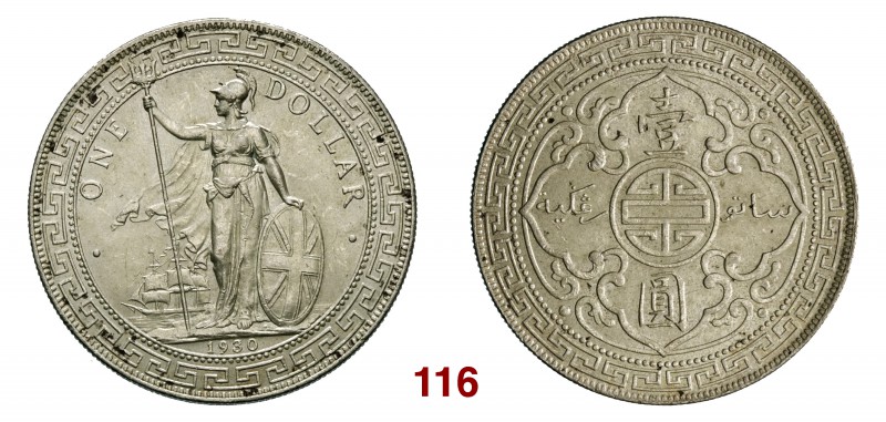 STRAITS SETTLEMENTS Giorgio V (1910-1936) Dollaro 1930. Kr. T5 Ag g 26,95 q.SPL
