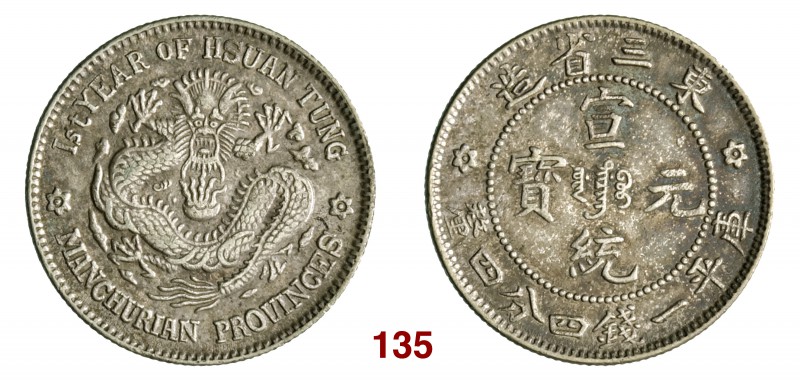 CINA Manciuria 20 Cent A. 1 (1909) Kr. Y213.2 Ag g 5,20
Manciuria 20 Cent (1912)...