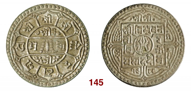 NEPAL Nepal: 
2 Mohar VS 1988 (1931) Kr. 695 Ag g 10,97
1 Mohar SE 1833 (1911) K...