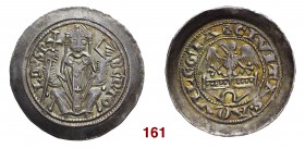 § Aquileia Bertoldo di Merania, 1218-1251. Denaro, AR 1,31 g. BERTO – LDVSP Il patriarca mitrato, seduto di fronte, tiene nella d. la croce patriarcal...