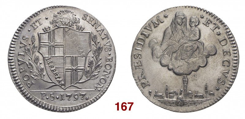 Bologna Governo popolare, 1796-1797. Mezzo scudo da 5 paoli 1797, AR 14,40 g. Pa...