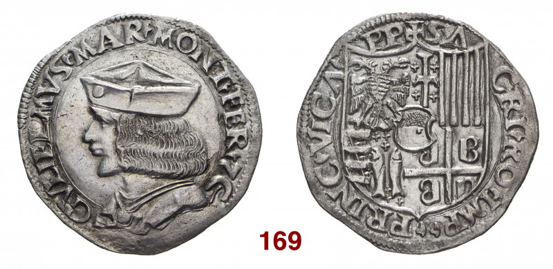 Casale Guglielmo II Paleologo, 1494-1518. Testone, AR 9,40 g. GVLIELMVS MAR MONT...
