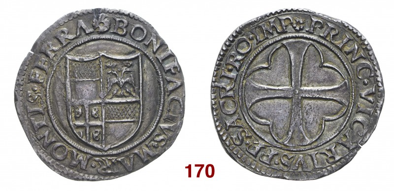 Casale Bonifacio II Paleologo, 1518-1530. Testone, AR 8,75 g. BONIFACIVS MAR MON...