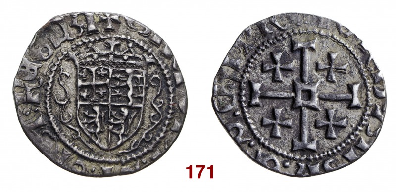 § Cipro Carlotta di Cipro, 1458-1459. Grosso, AR 3,07 g. + CARLOTA DI GRA REGNA ...