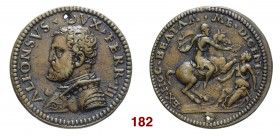 Ferrara Alfonso I d’Este, 1505-1534. Medaglia 1522 circa. Æ 10,55 g. Ø 30 mm. Opus: Giannantonio da Foligno?. ALFONSVS DVX FERR III Busto corazzato a ...