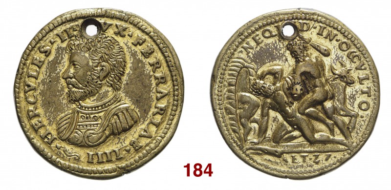 Ferrara Ercole II d’Este, 1534-1559. Medaglia 1535 circa. Æ dorato 24,85 g. Ø 34...