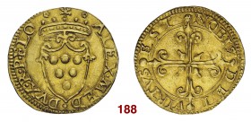 Firenze Alessandro I de’Medici, 1532-1537. Scudo del sole, AV 3,38 g. ALEX MED – DVX R P FLO Stemma coronato sormontato da sole raggiante. Rv. VIRTVS ...