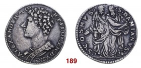 Firenze Alessandro I de’Medici, 1532-1537. Testone da 40 soldi o 3 barili, AR 9,86 g. ALEXANDER M – R P FLOREN DVX Busto a s. Rv. S COSMVS – S DAMIANV...