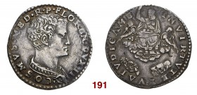 Firenze Cosimo I de’Medici, 1537-1574. I periodo: duca della Repubblica di Firenze, 1537-1557. Lira, AR 4,70 g. COSMVS MED R P FLOREN DVX II Busto a d...