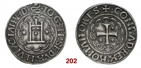Genova Gian Galeazzo Maria Sforza duca di Milano e signore di Genova, 1488-1494. Testone da 20 soldi o lira, AR 13,15 g. IO G3 M SF DVX M VI [AC] IAN[...