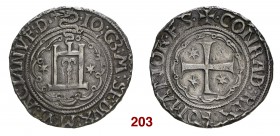 Genova Gian Galeazzo Maria Sforza duca di Milano e signore di Genova, 1488-1494. Testone da 20 soldi o lira, AR 13,17 g. IO G3 M SF DVX M VI [AC] IAN[...