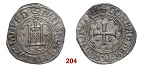Genova Ludovico Maria Sforza duca di Milano e signore di Genova, 1494-1500. Testone da 20 soldi o lira, AR 13,25 g. LV M SF DVX M VII AC IANVE D Caste...