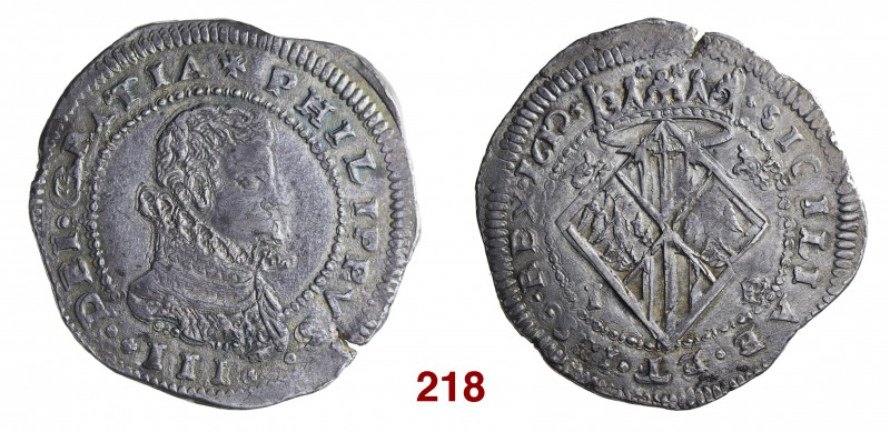 Messina Filippo III di Spagna, 1598-1621. Da 10 tarì 1612, AR 31,52 g. PHILIPPVS...
