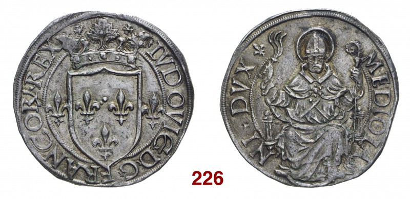 Milano Luigi XII re di Francia e duca di Milano, 1500-1513. Grossone, AR 9,62 g....