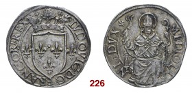 Milano Luigi XII re di Francia e duca di Milano, 1500-1513. Grossone, AR 9,62 g. LVDOVIC’ D G FRANCOR’ REX Stemma di Francia coronato; ai lati, due gi...