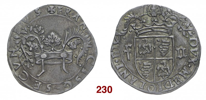 Milano Francesco II Sforza, 1521-1535. Grosso da 5 soldi, AR 3,16 g. FRAN – CISC...