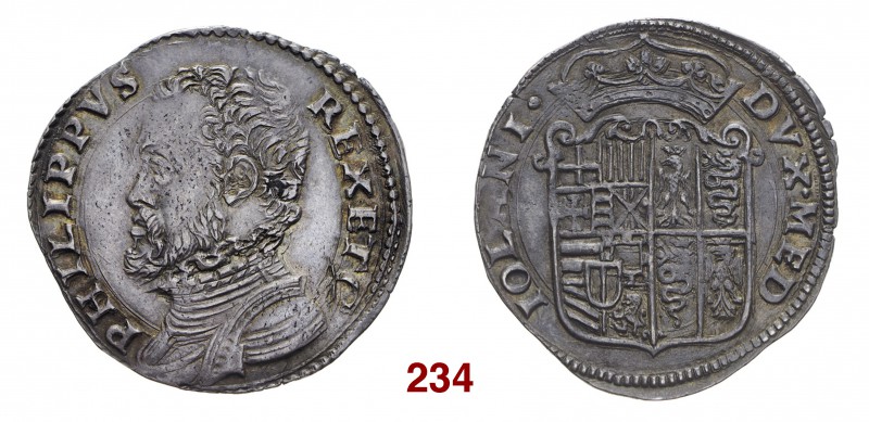 Milano Filippo II di Spagna, 1556-1598. Da 20 soldi, AR 6,38 g. PHILIPPVS – REX ...
