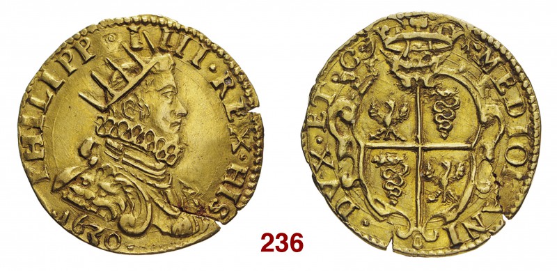 § Milano Filippo IV di Spagna, 1621-1665. Doppia 1630, AV 6,34 g. PHILIPP – I – ...