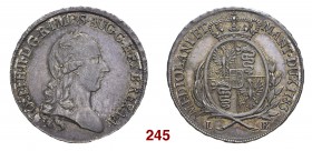 Milano Giuseppe II d’Asburgo-Lorena, 1780-1790. Mezzo scudo 1783, AR 11,55 g. IOSEPH II D G R IMP S AUG G H ET B REX A A• Busto laureato a d. Rv. MEDI...