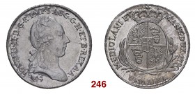 Milano Giuseppe II d’Asburgo-Lorena, 1780-1790. Lira 1790, AR 6,25 g. IOSEPH II D G R IMP S AUG G H ET B REX A A Busto laureato a d. Rv. MEDIOLANI ET ...